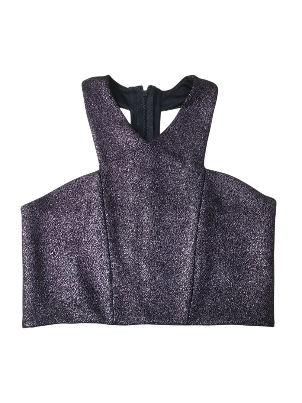 EXPRESS Purple Metallic Cropped Top